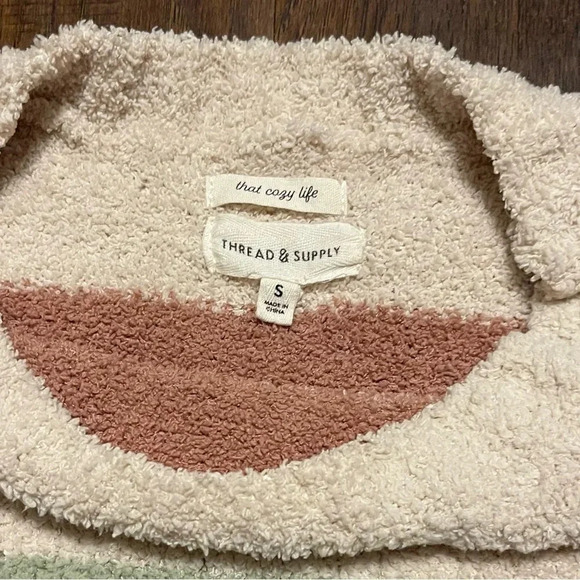 Thread & Supply Cozy Soft Striped Ribbed Crewneck Sweater Boho - Picture 3 of 9